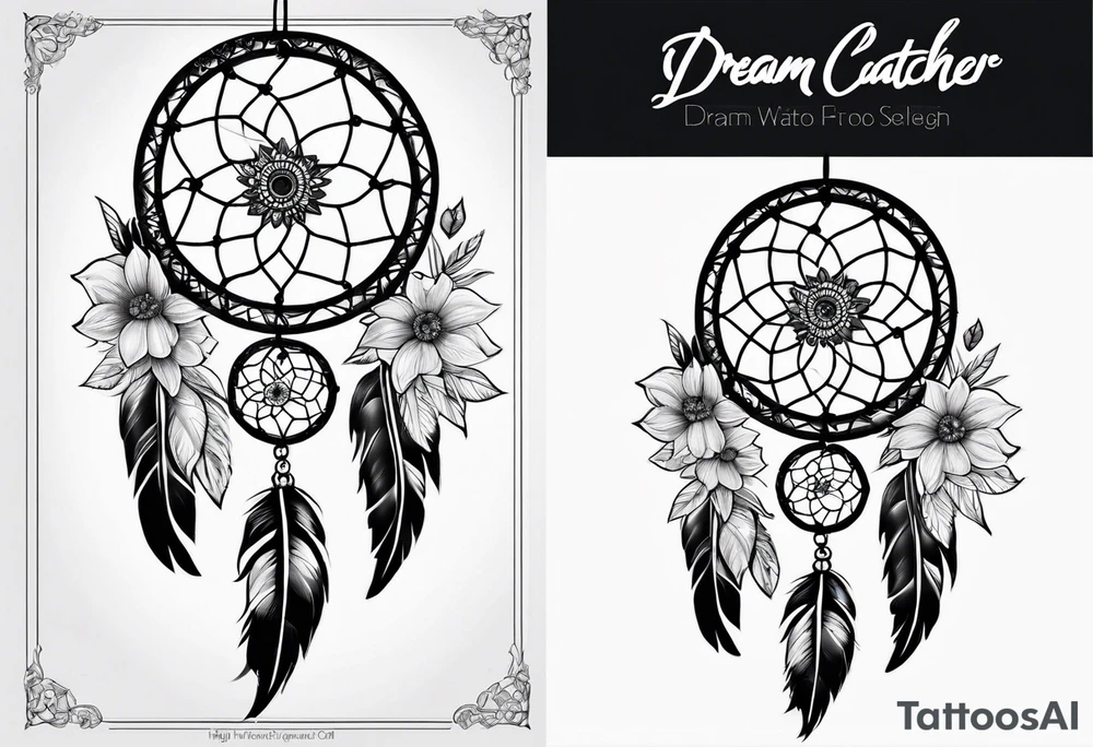 dream catcher with flowers tattoo idea