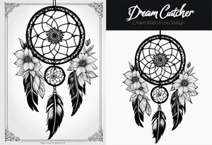 dream catcher with flowers tattoo idea