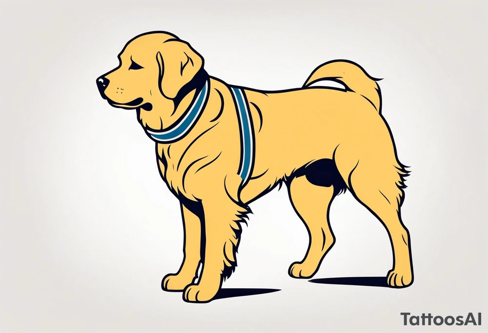 a golden retriever in human wrestling clothes tattoo idea