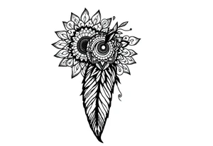 spiritual feather indian mandala shaman rune tattoo idea
