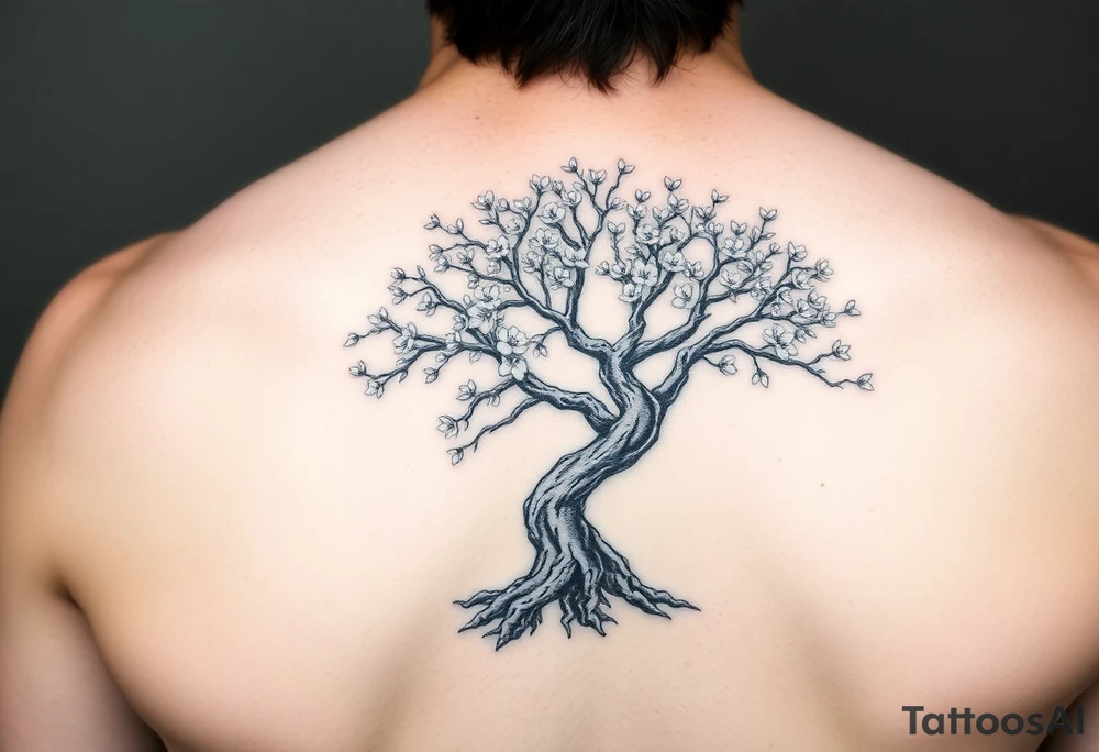 Bonsai weeping cherry blossom tree of life tattoo idea