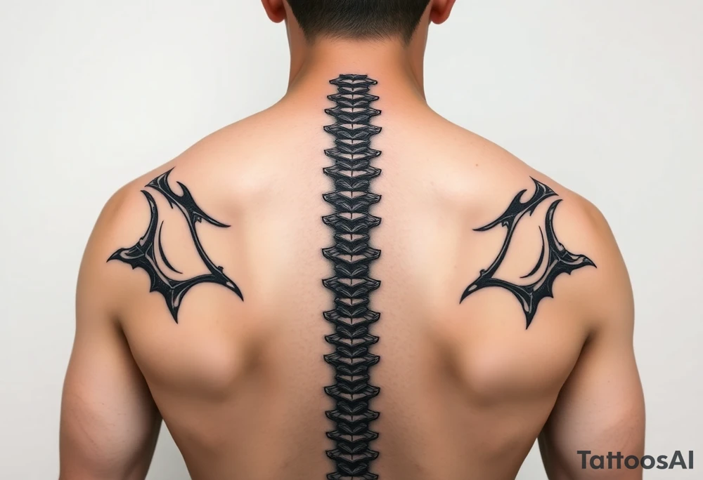 Spinal futuristic, full length, shoulders to lower back tattoo idea