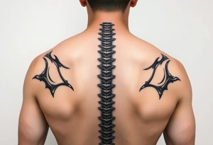 Spinal futuristic, full length, shoulders to lower back tattoo idea