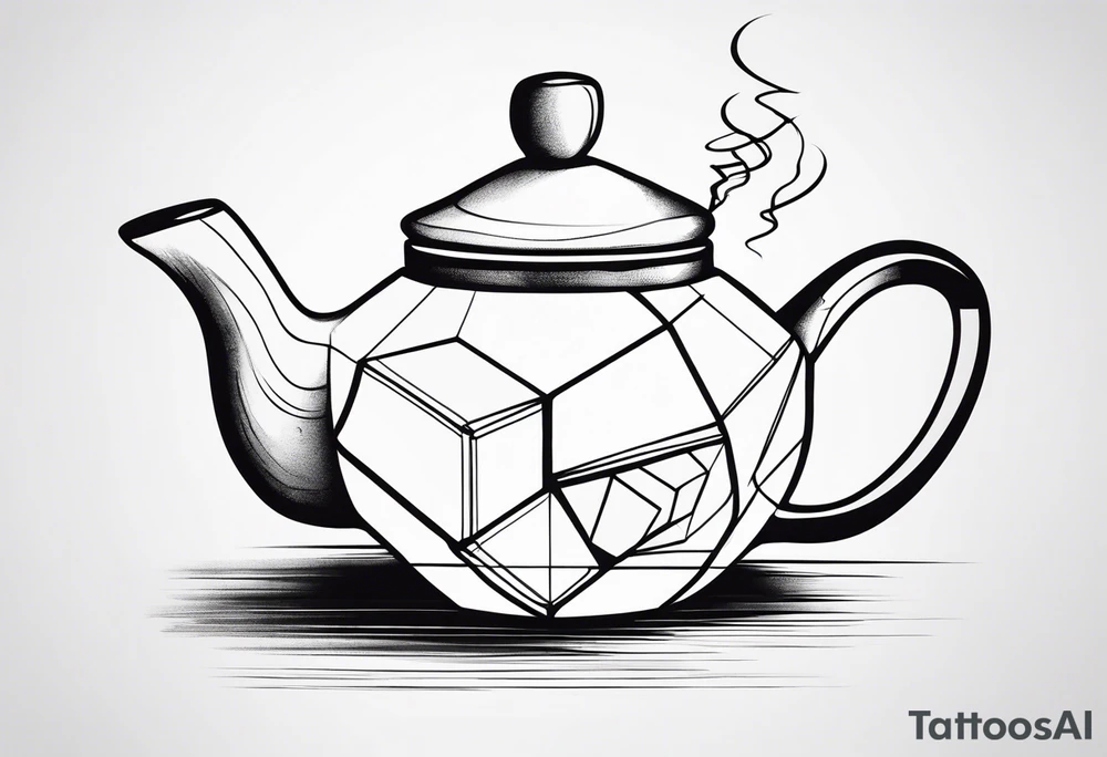 Teapot with 3-d cube tattoo idea