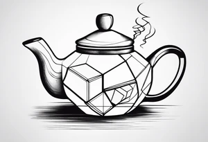 Teapot with 3-d cube tattoo idea