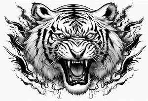 mythical ferocious tiger with lightning around it. The tattoo is for a forearm sleeve tattoo idea