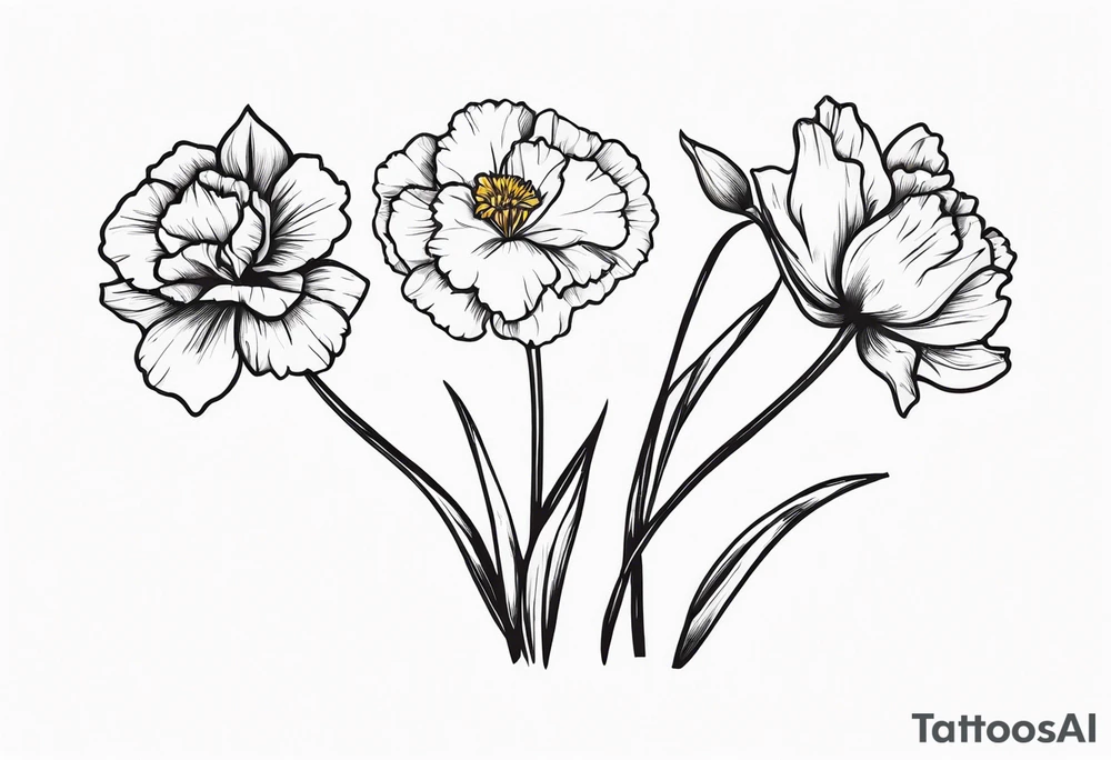 Two carnations and Two daffodils tattoo idea