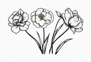 Two carnations and Two daffodils tattoo idea