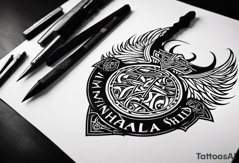 Viking sword Valhalla dragon shield tattoo idea