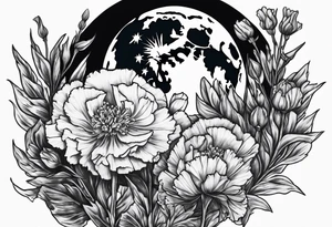 Full moon carnations tattoo idea