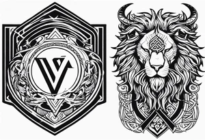 Valhalla sword shield lion dragon valknut tattoo idea