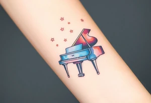 dreamy grand piano under the stars tattoo idea