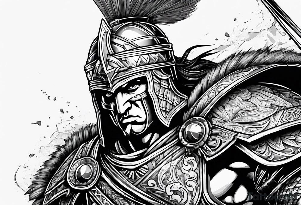 Macedonian warrior fighting tattoo idea