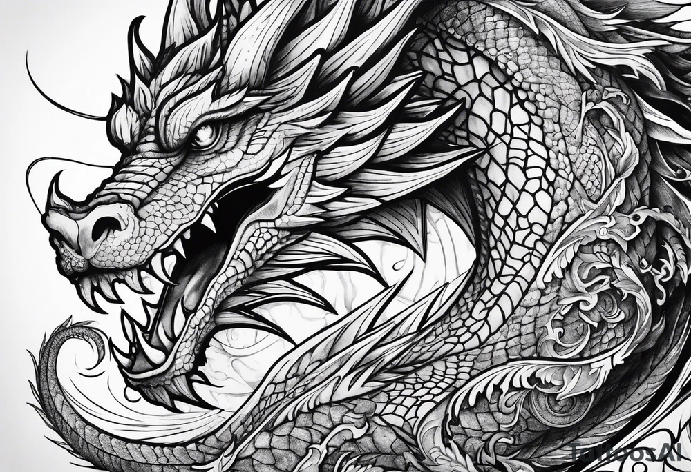 Dragon in lumbals man tattoo idea
