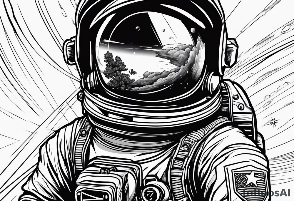 Astronaut floating in space without a helmet tattoo idea