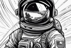 Astronaut floating in space without a helmet tattoo idea