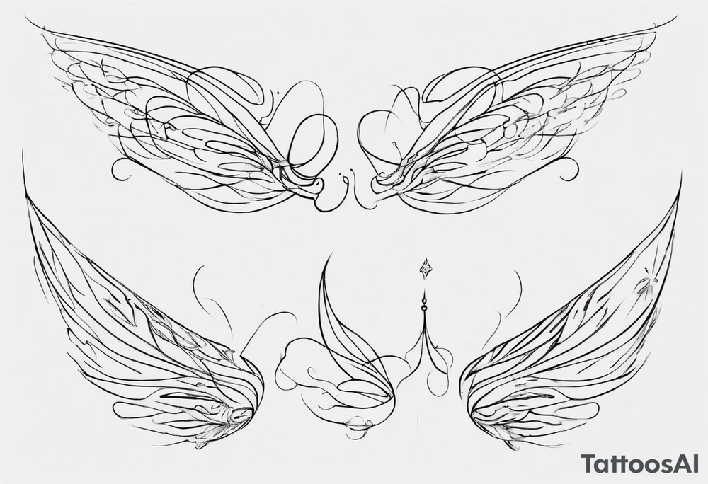 One line fairy wing tattoo idea