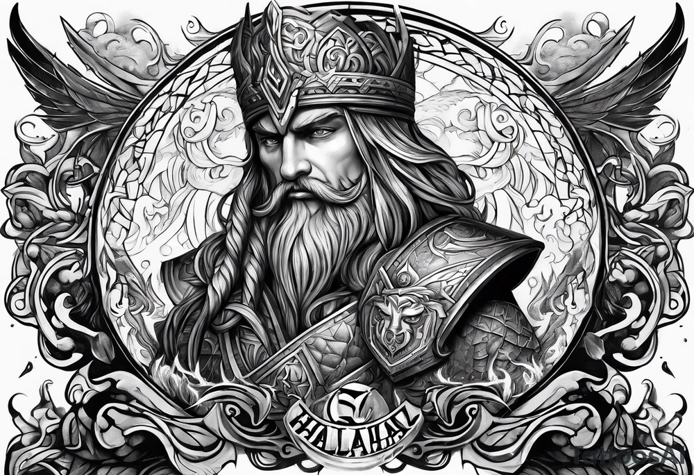 Valhalla mythological tattoo idea