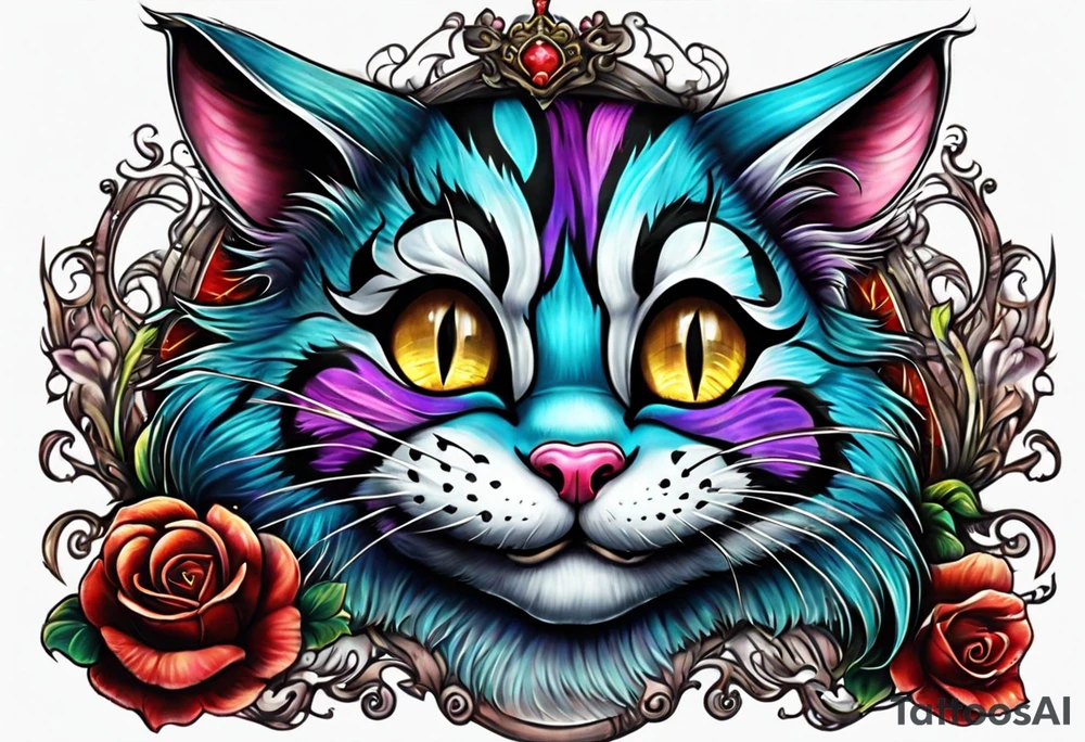 cheshire cat whole body tattoo idea