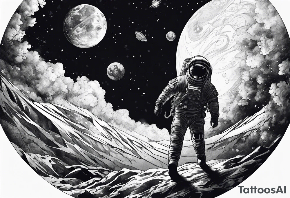 Man falling from space to earth tattoo idea