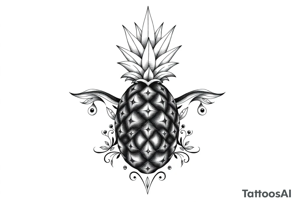 Pineapple, diamonds, crown, Design to be around vagina and anus inline with each other tattoo idea