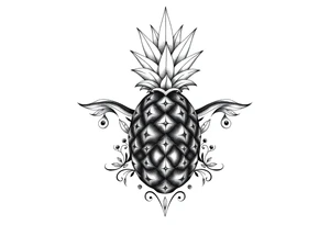 Pineapple, diamonds, crown, Design to be around vagina and anus inline with each other tattoo idea