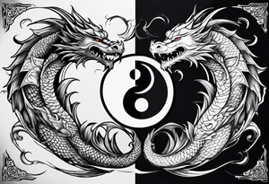 dragons in a yin and yang shape tattoo idea