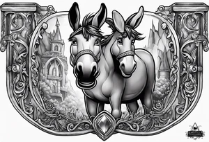 Very epic potty with donkey from shrek sitting on it tattoo idea