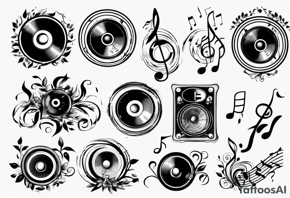 music speaker note tree stave notes tattoo idea