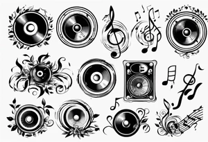 music speaker note tree stave notes tattoo idea