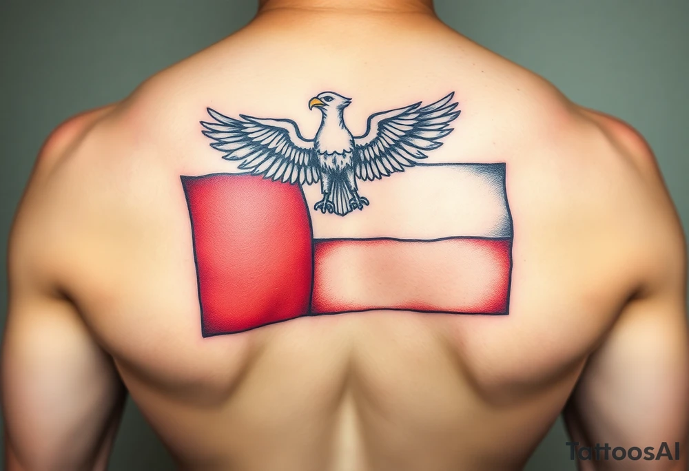 A Czech flag with an eagle perched on top tattoo idea