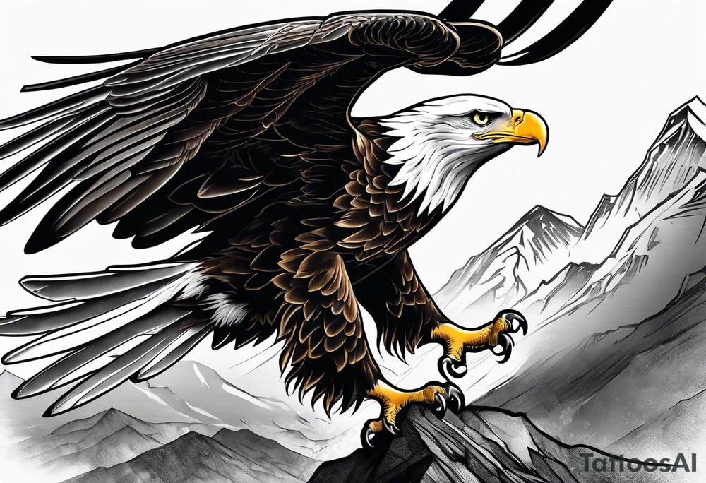 A majestic eagle soaring high in the sky, wings fully spread, capturing the essence of freedom and power tattoo idea