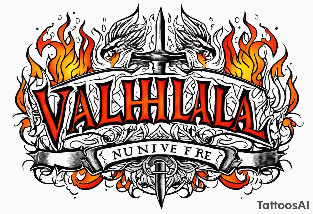 valhalla funeral on fire tattoo idea
