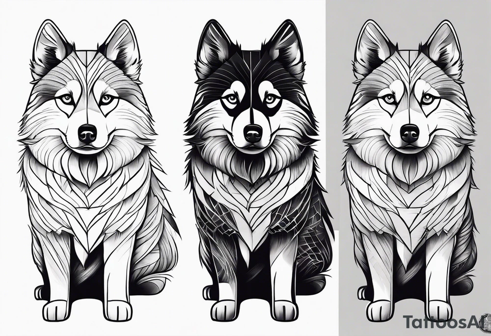 Balck and white pomski on legs tattoo idea