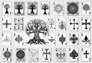 White Tree of Gondor, Geometric symbols, Viking cross, playing cards, flowers, lord of the rings tattoo idea