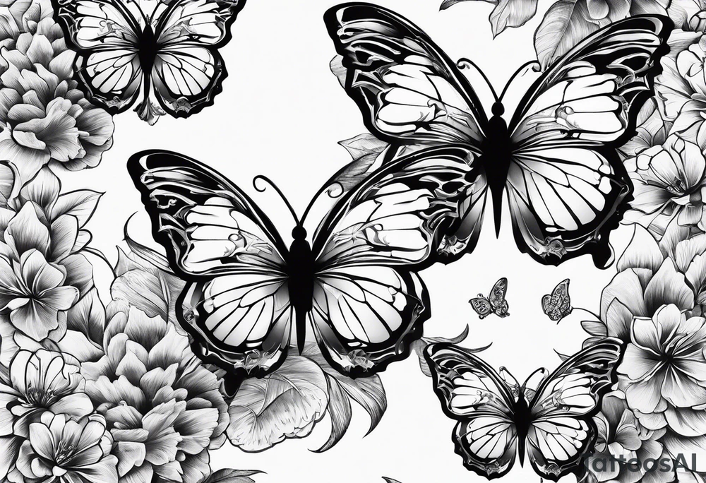 Butterflies with kunai tattoo idea