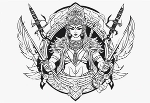 kaali with multiple arms with weapons tattoo idea