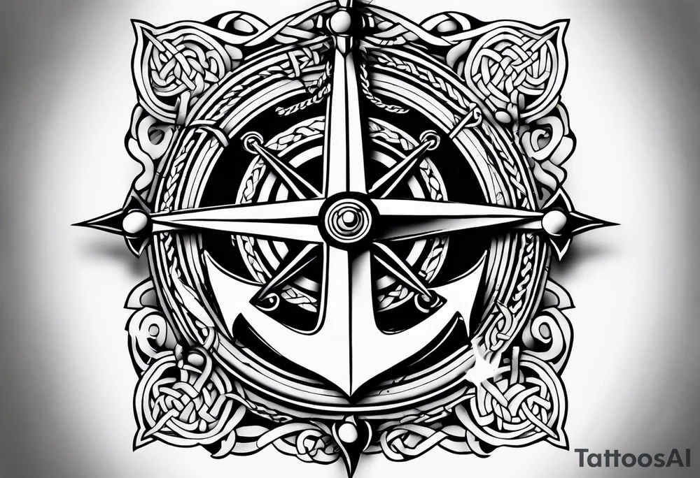 Celtic nautical scene, forearm, half sleeve, anchor, compass tattoo idea