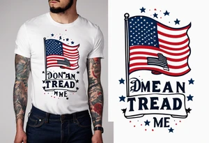 American patriotic forearm tattoo that includes the American flag, the phrase "Don't Tread on Me" tattoo idea