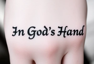 In God's Hand, With the words looking like the words are popping out at you with bold background tattoo idea