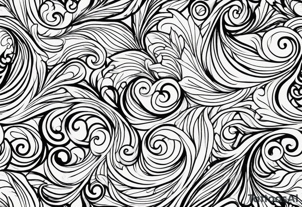 swirly leaves, swirls, minimalist, smooth tattoo idea