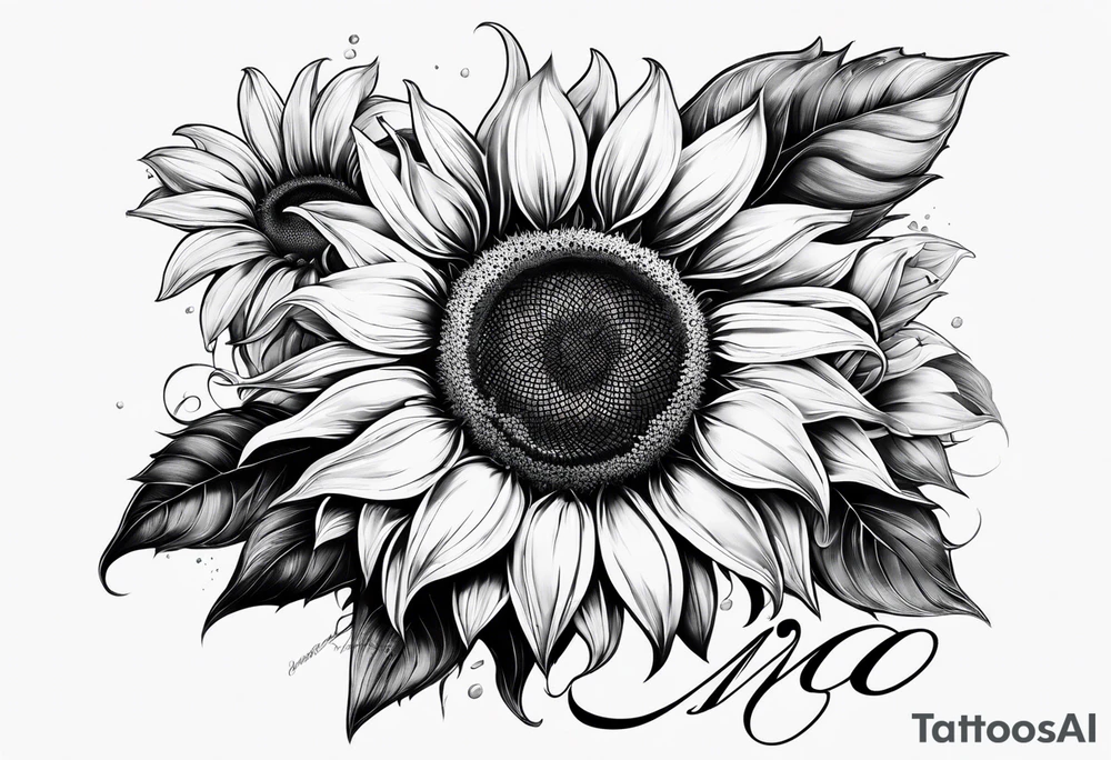 A delicated girly Sunflower. Mist contains letters KJMG on the stern tattoo idea