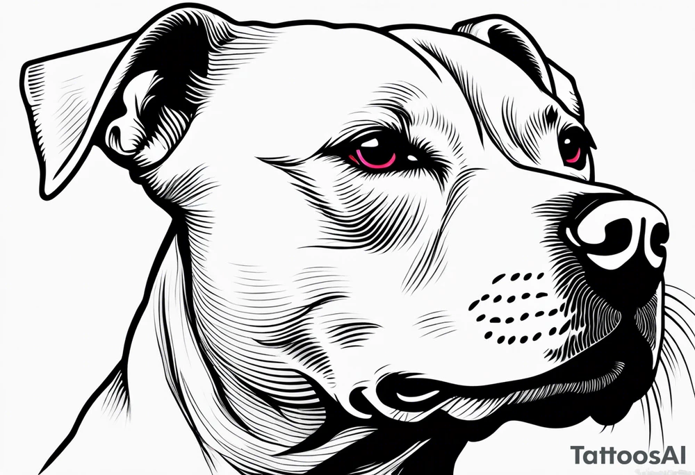 white pitbull pointed ears, pink nose tattoo idea