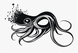 The horrifying squid hides itself in ink and turns the color of its body to black to blend into the dark tattoo idea