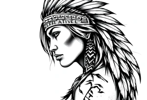 Female Native American side pose tattoo idea