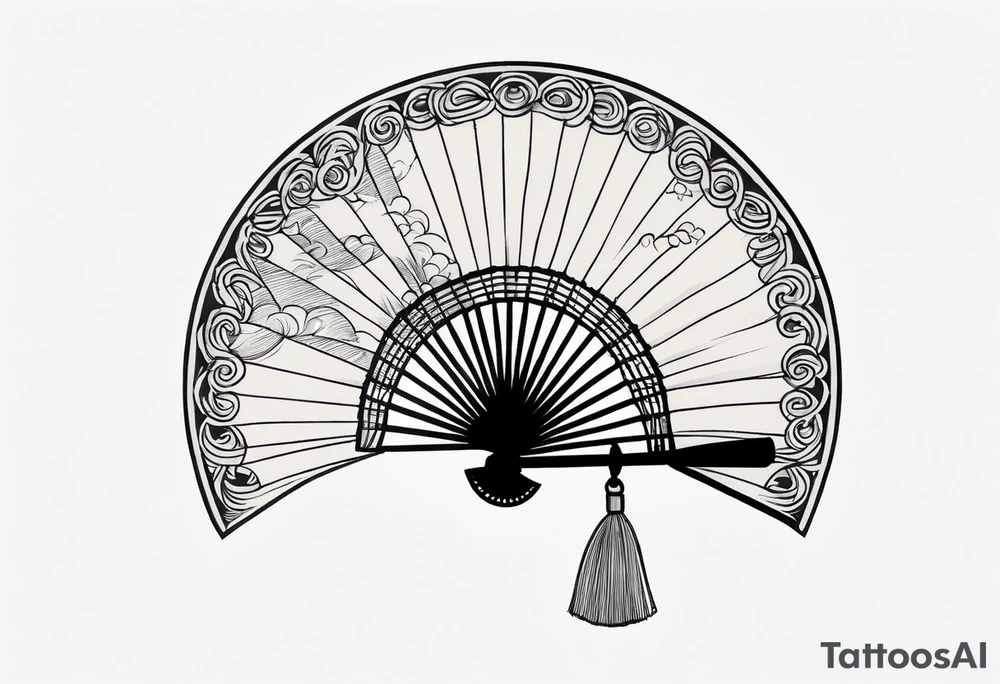 Black Japanese fan tattoo idea