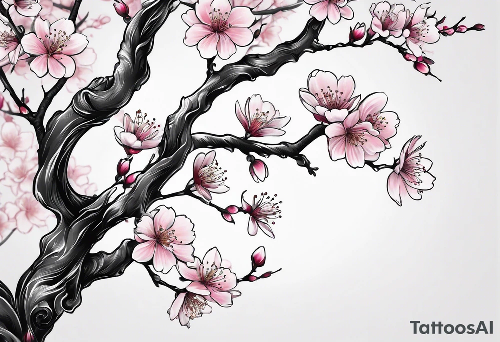 Cherry blossom for back tattoo but Don't cut the photo tattoo idea