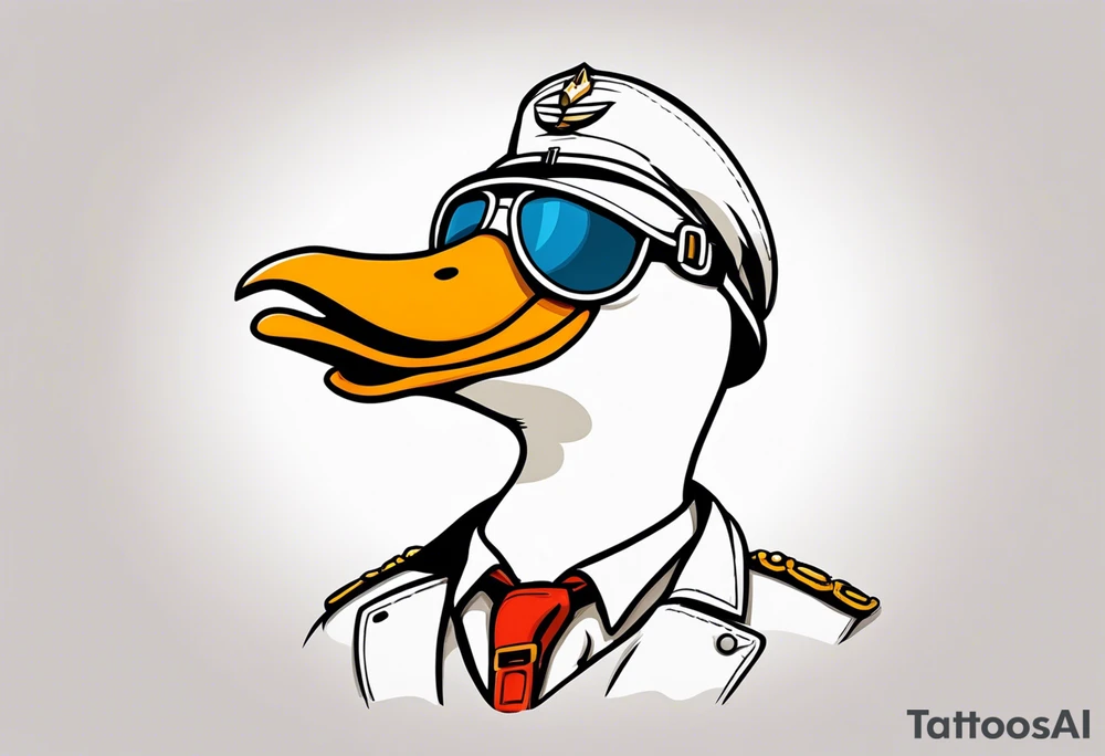 A silly goose dressed as an aviator tattoo idea