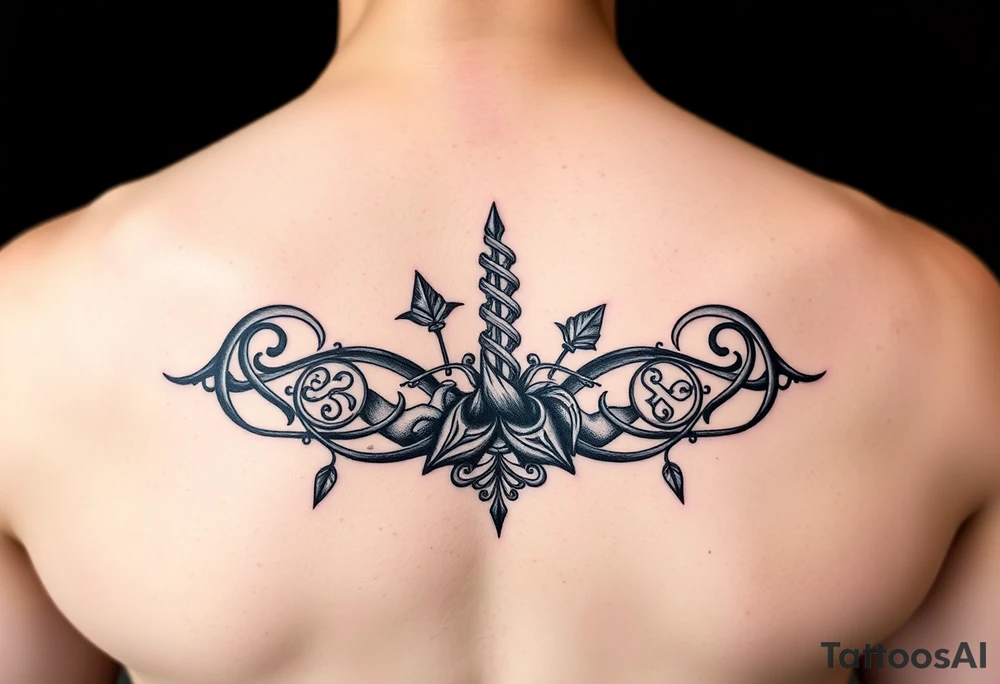 An armband tattoo combining Celtic traditional symbols and nature tattoo idea