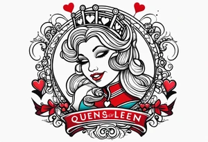 queen of hearts -on forearm - with text saying "queen starleen" tattoo idea